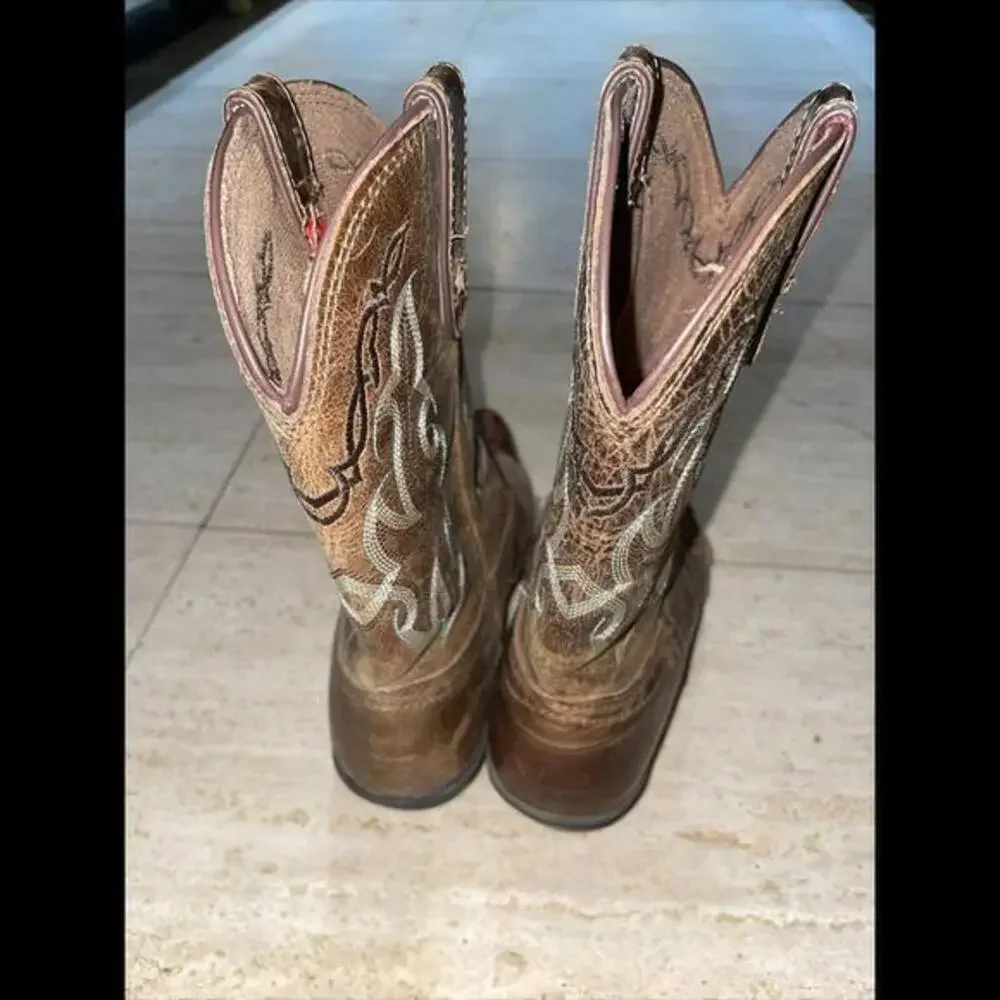 Tony Lama Kids‎ Vaquero Brown Leather Western Boots Children’s Size 3D